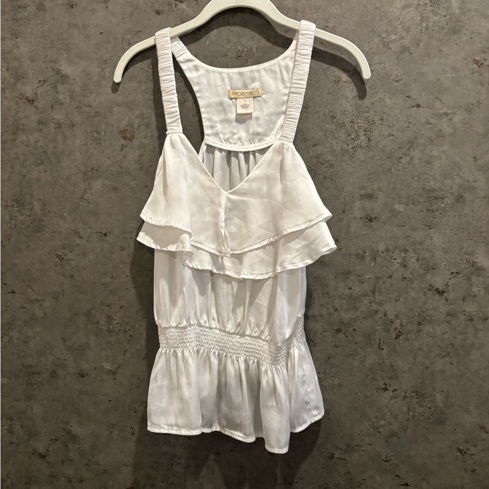 Arden B White Ruffled Camisole